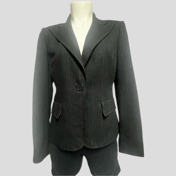 Anne Klein Pinstripe Rayon/Wool Blender Blazer Suit Jacket - Picture 1 of 14